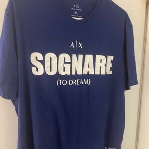 Armani Exchange to dream graphic design spell out designer t shirt size xl